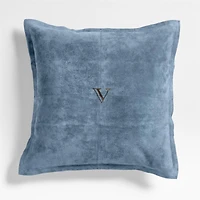 Hyde Pieced Suede 23x23 Coy Blue Throw Pillow Cover
