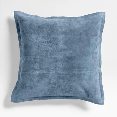 Hyde Pieced Suede 23x23 Coy Blue Throw Pillow Cover