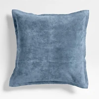 Hyde Pieced Suede 23x23 Coy Blue Throw Pillow Cover
