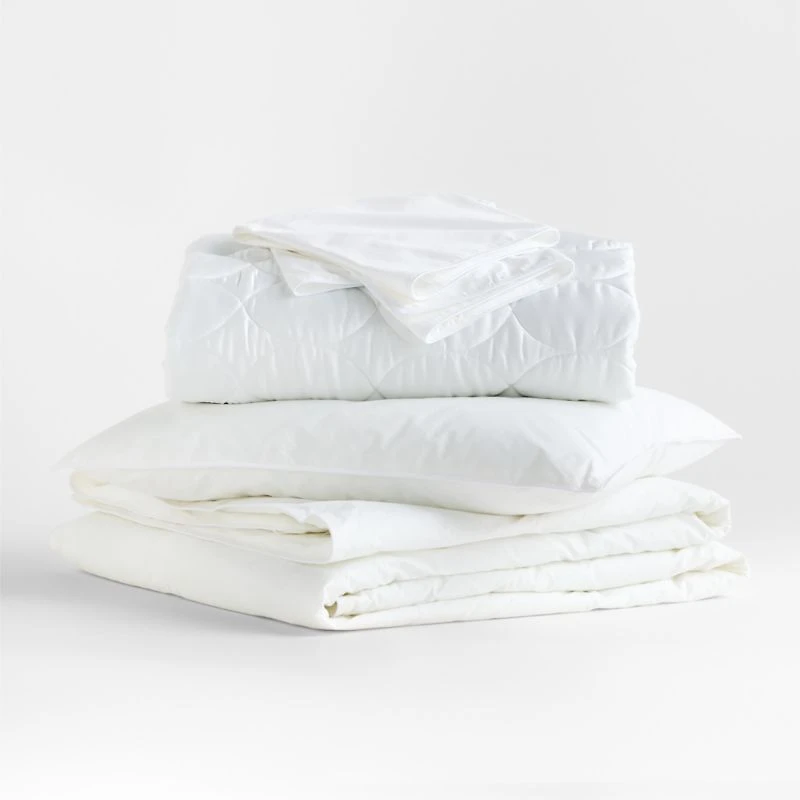 Down-Alternative Lightweight Full Bedding Insert Bundle with Soft Pillows and Protectors