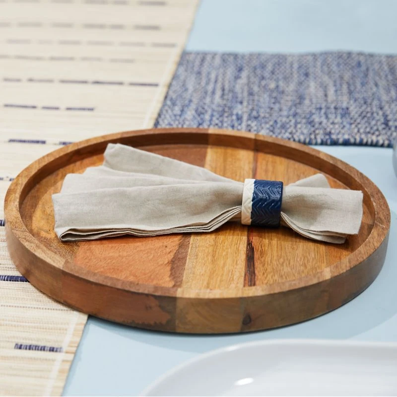 Ike Wooden Round Decorative Tray 15"