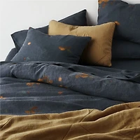 Aire Natural EUROPEAN FLAX ™-Certified Linen Impressionist Floral Midnight Navy Full/Queen Duvet Cover