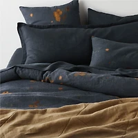Aire Natural EUROPEAN FLAX ™-Certified Linen Impressionist Floral Midnight Navy Full/Queen Duvet Cover