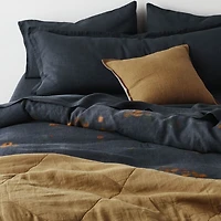 Aire Natural EUROPEAN FLAX ™-Certified Linen Impressionist Floral Midnight Navy Full/Queen Duvet Cover