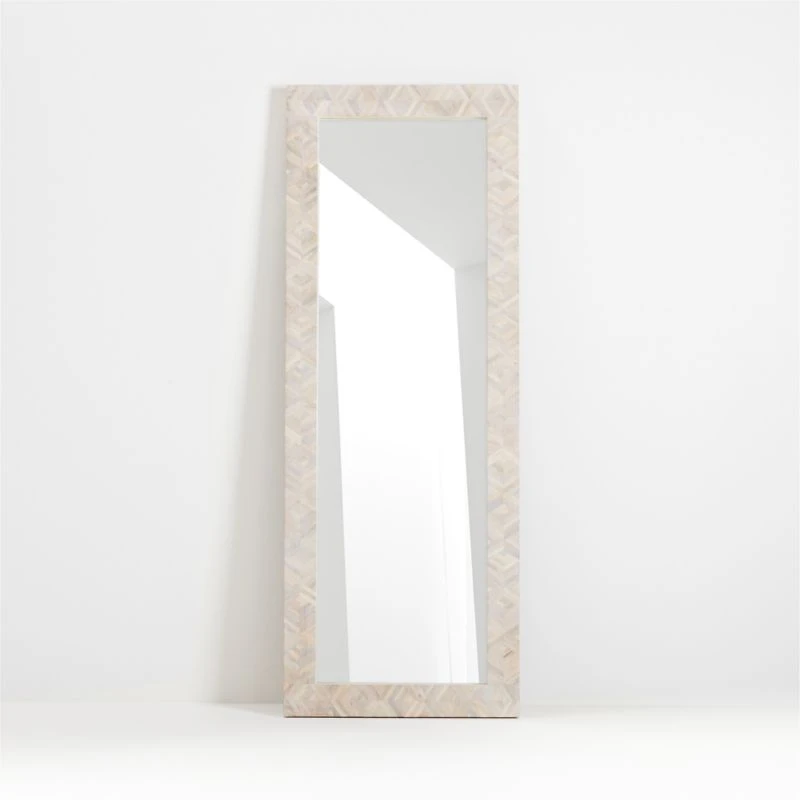 Indego Whitewashed Carved Wood Floor Mirror
