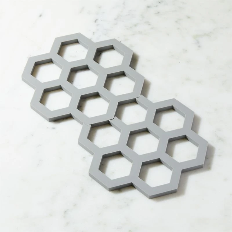 Interlocking Silicone Grey Trivets, Set of 2