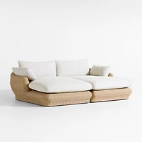 Ipanema 94" Wicker Double-Chaise Outdoor Daybed with Cushions