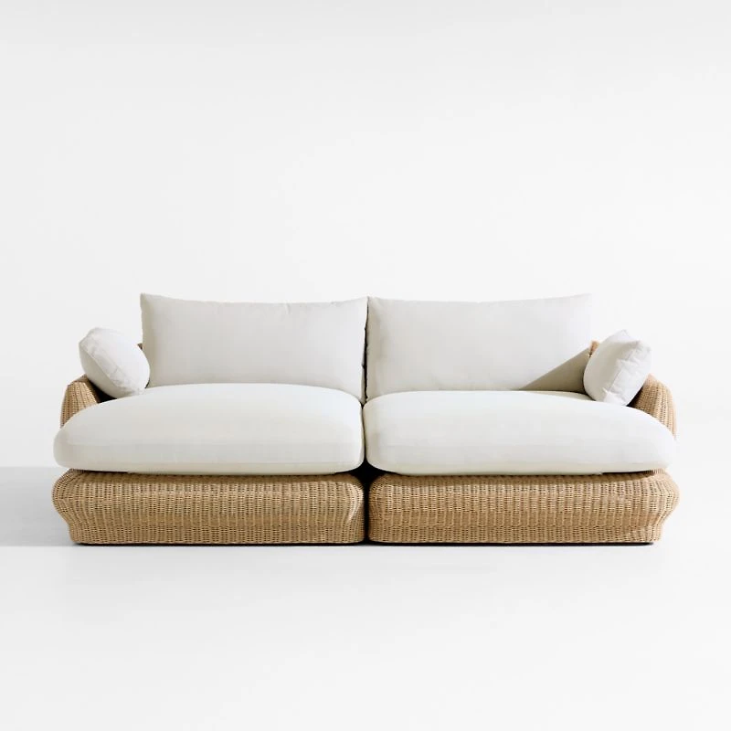 Ipanema 94" Wicker Double-Chaise Outdoor Daybed with Cushions