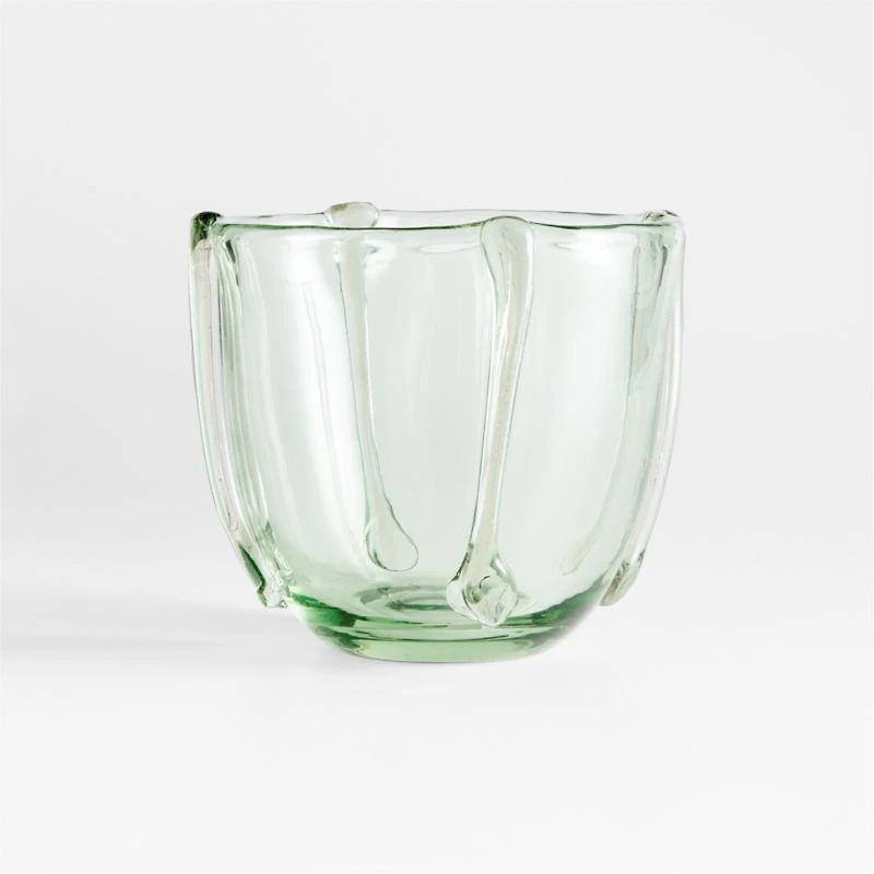 Isla Smoke Green Recycled Glass Hurricane Candle Holder
