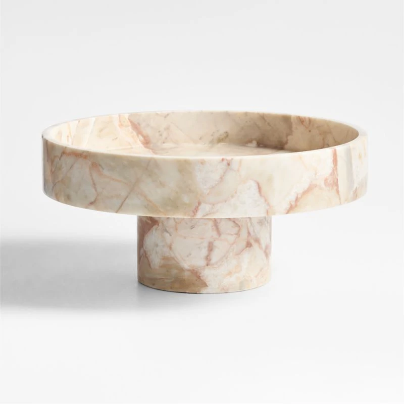 Isola Red Marble Pedestal Tray