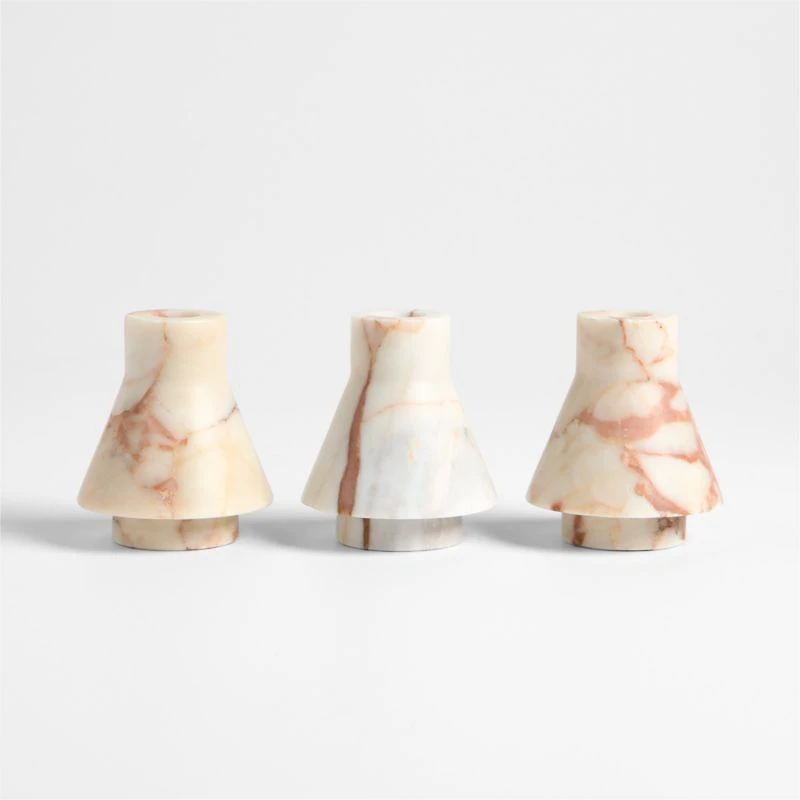 Isola Small Red Marble Candle Holder 3.5"