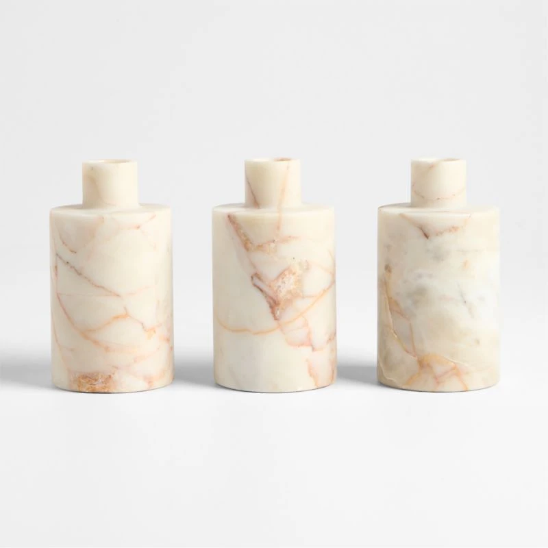 Isola Tall Red Marble Candle Holder 4.75"