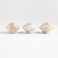 Isola Wide Red Marble Candle Holder 2.75"