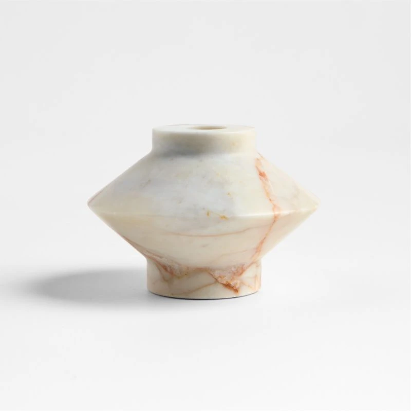 Isola Wide Red Marble Candle Holder 2.75"