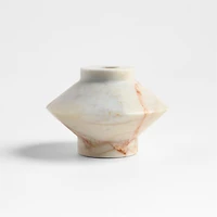 Isola Wide Red Marble Candle Holder 2.75"
