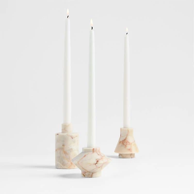 Isola Red Marble Taper Holder, Set of 3
