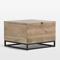 Ivan Light Wash Wood 24" Square Storage Side Table