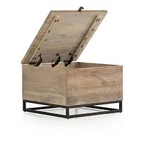 Ivan Light Wash Wood 24" Square Storage Side Table