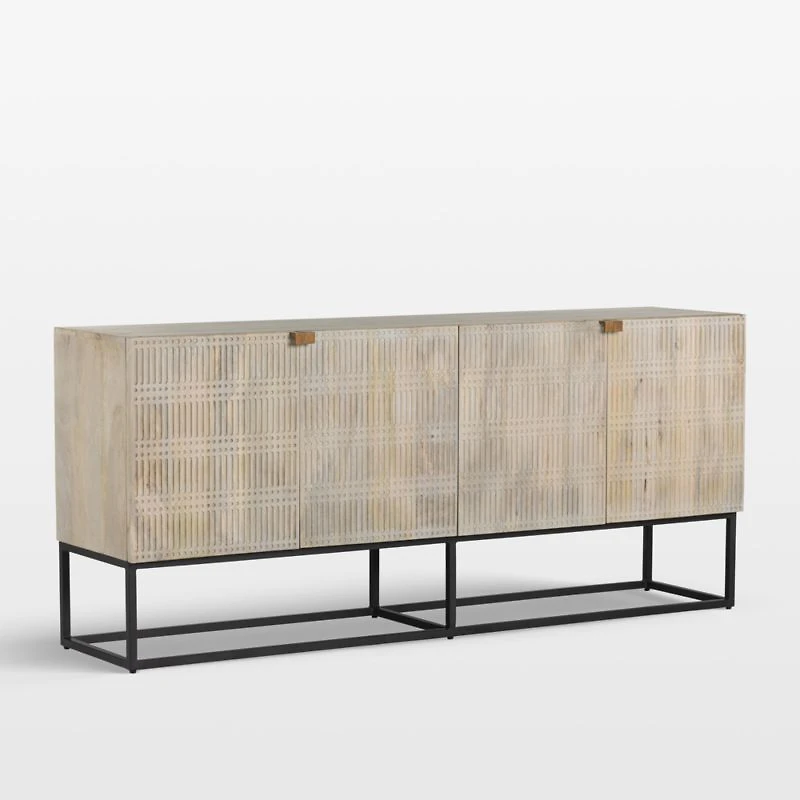 Ivan 69" Light Wash Mango Wood Storage Media Console