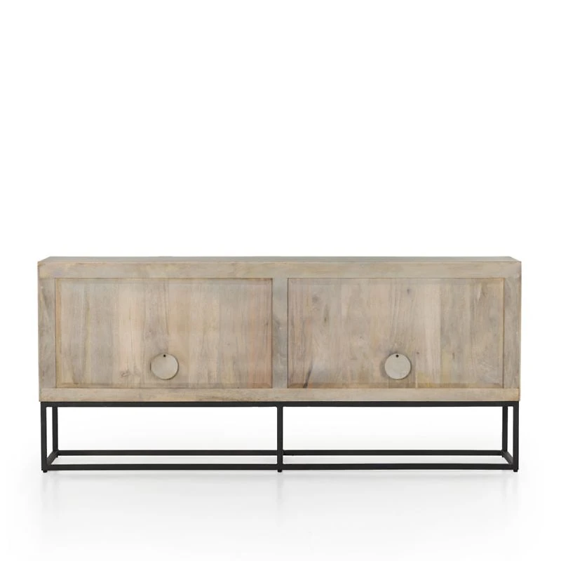Ivan 69" Light Wash Mango Wood Storage Media Console