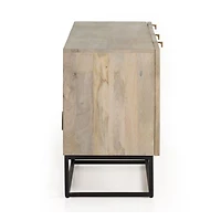 Ivan 79" Light Wash Mango Wood Media Console with Drawers