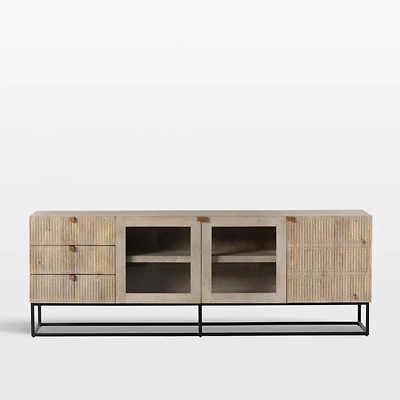 Ivan 79" Light Wash Mango Wood Media Console with Drawers