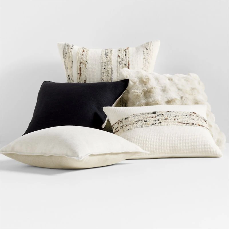 Bozeman Wool Blend 22"x15" Arctic Ivory Throw Pillow with Feather Insert