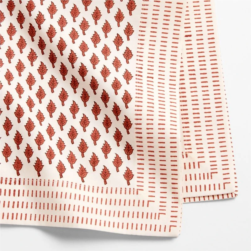 Ivory and Chestnut Border Block Printed Napkins, Set of 4