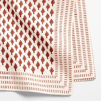 Ivory and Chestnut Border Block Printed Napkins, Set of 4