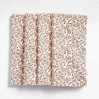 Ivory and Chestnut Floral Block Printed Napkins, Set of 4