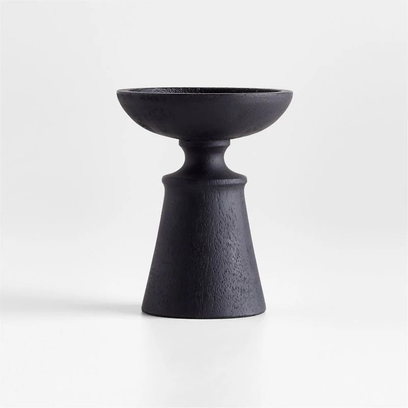 Izumo Ebonized Wood Pillar Holder 4.4"
