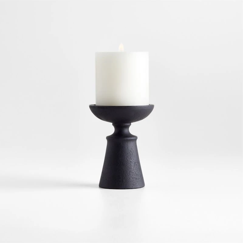 Izumo Ebonized Wood Pillar Holder 4.4"