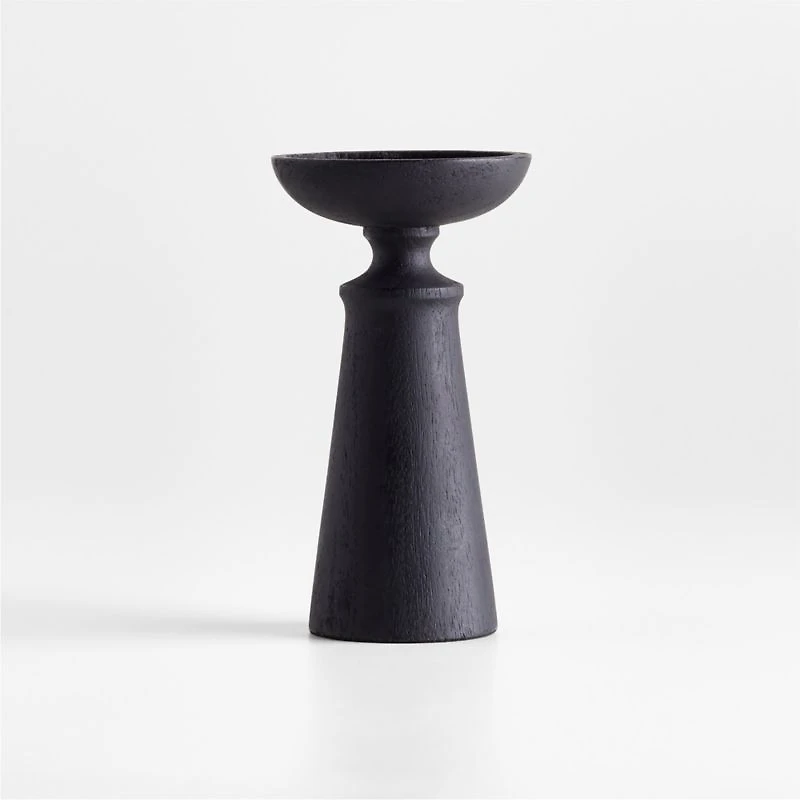 Izumo Ebonized Wood Pillar Holder 6.5"