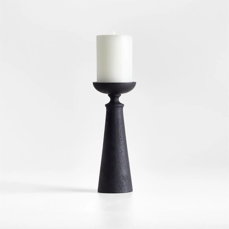 Izumo Ebonized Wood Pillar Holder 9"