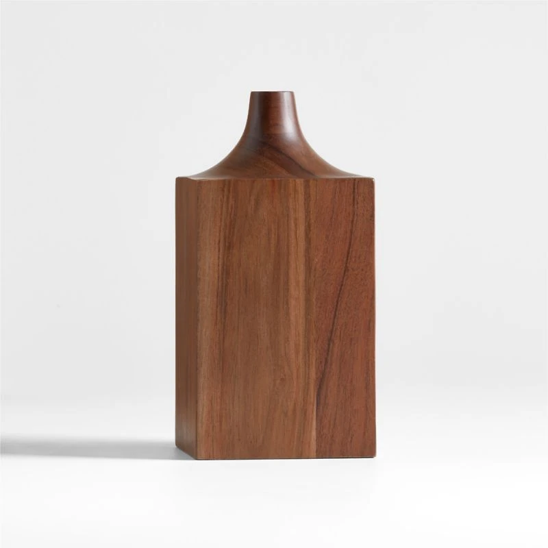Izumo Small Walnut Wood Vase 7.5"