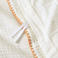 Beckett Pampas Ivory Supersoft Luxe Embroidered Sunwashed Pink Edge Organic Cotton Kids Full/Queen Duvet By Jake Arnold