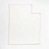 Beckett Pampas Ivory Supersoft Luxe Embroidered Sunwashed Pink Edge Organic Cotton Kids Full/Queen Duvet By Jake Arnold