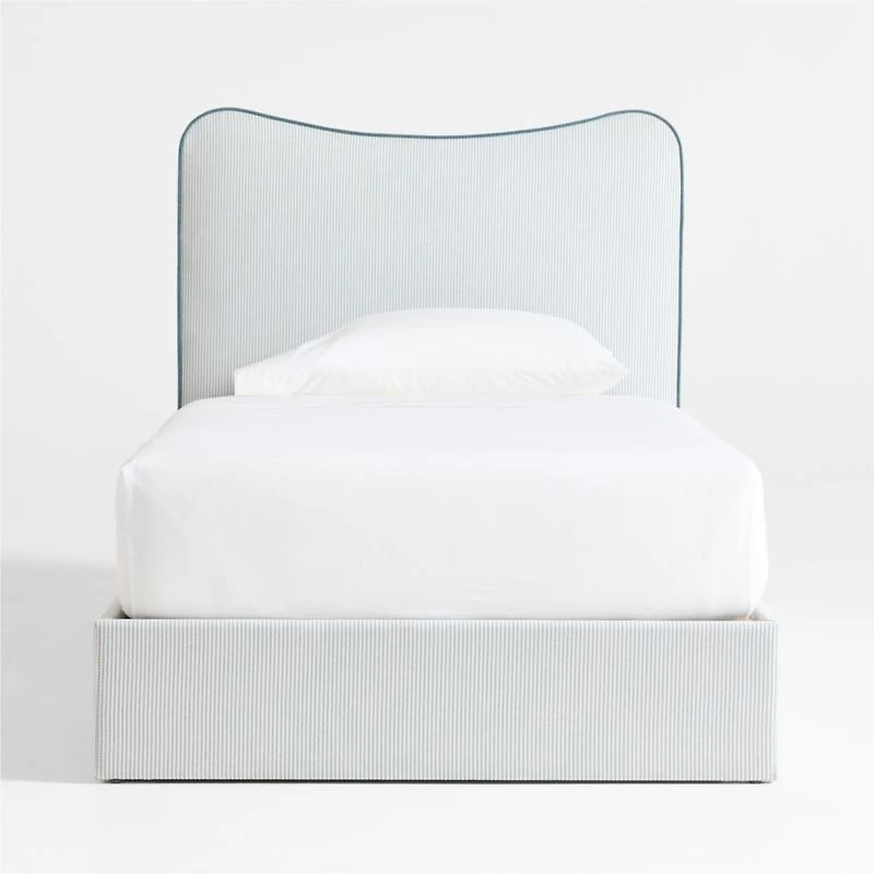 Everett Ocean Green Upholstered Kids Twin Bed by Jake Arnold