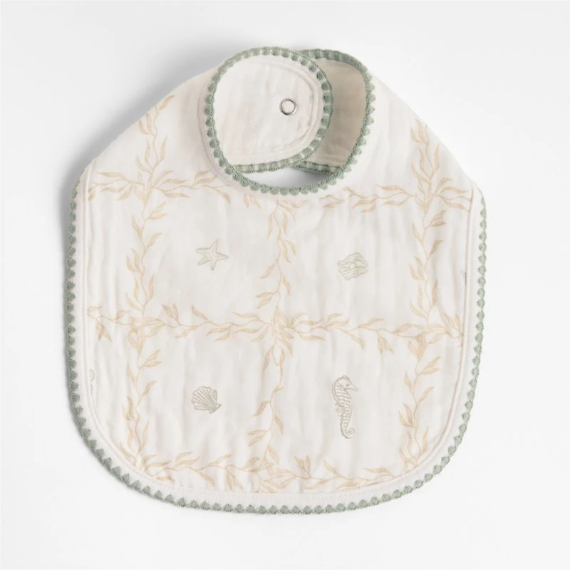 Frankie Seascape Green Baby Bib Set by Jake Arnold