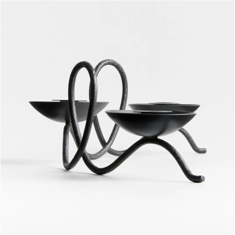 Hand-Forged Black Metal Taper Candle Holder Centerpiece by Jake Arnold