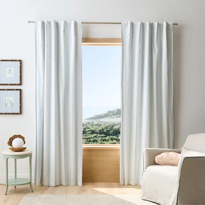 Rhodes Blue Yarndye Stripe Blackout Curtain Panel 44" x 63" by Jake Arnold
