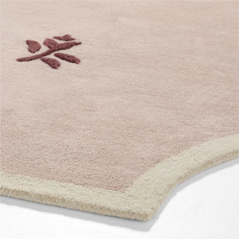 12th Street Floral Cut-Out Edges Wool and Tencel Kids Area Rug 5'x8' by Jeremiah Brent