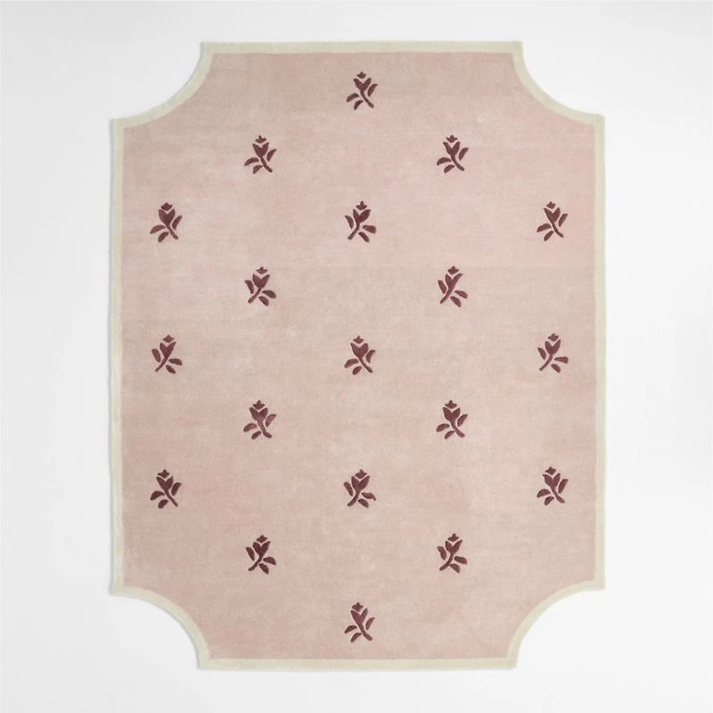 12th Street Floral Cut-Out Edges Wool and Tencel Kids Area Rug 5'x8' by Jeremiah Brent