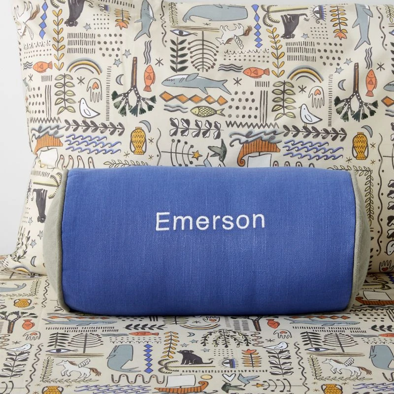 Belfast Marine Blue Bolster Kids Throw Pillow by Jeremiah Brent