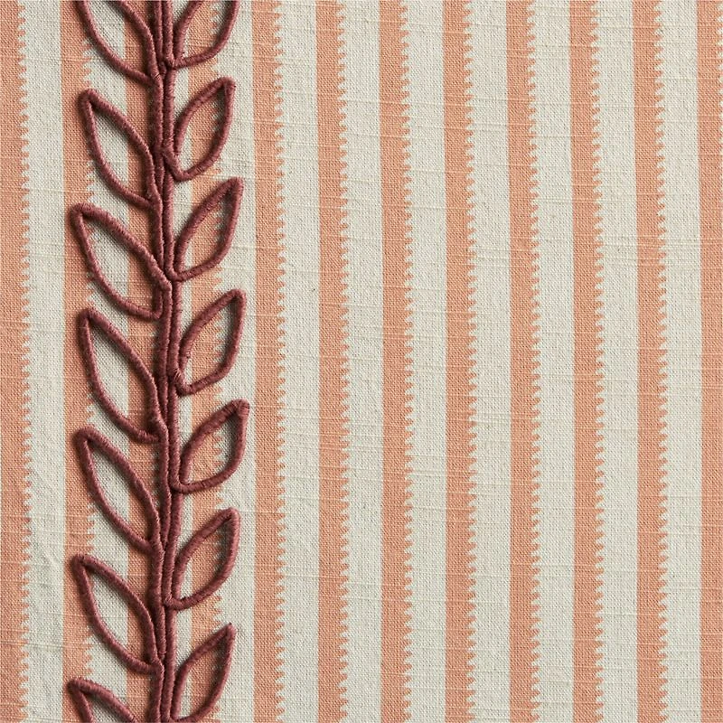 Charles Street Poppy Coral Embroidered Yarn-Dyed Blackout Window Curtain Panel 44"x63" by Jeremiah Brent