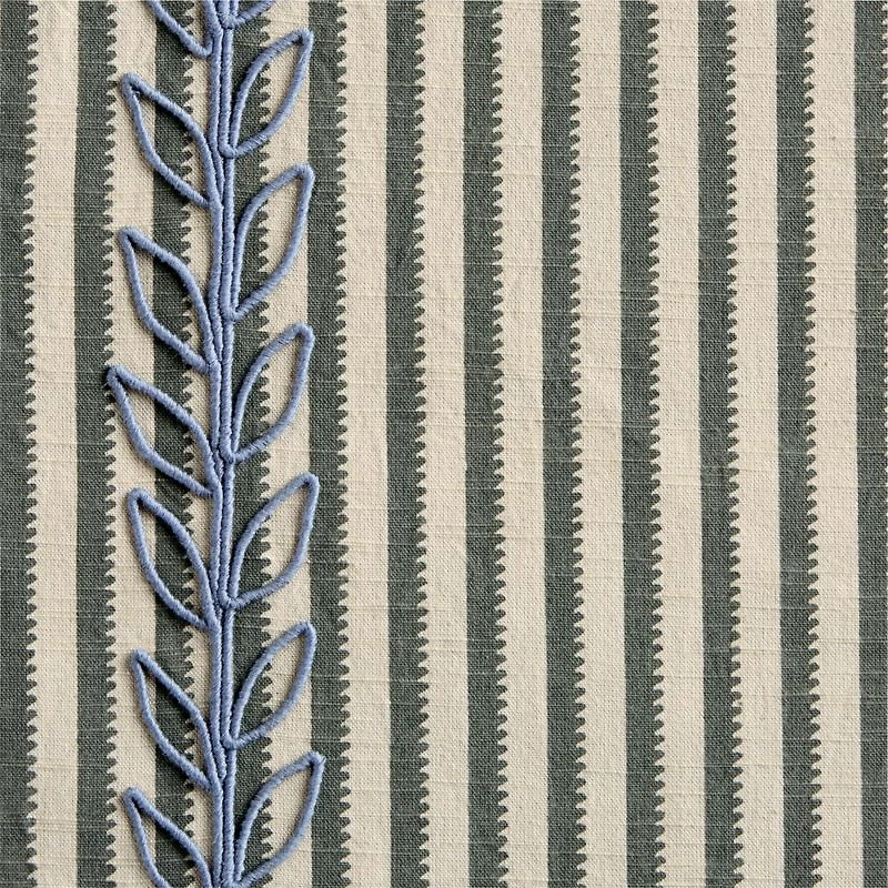 Charles Street Shade Green Embroidered Yarn-Dyed Blackout Window Curtain Panel 44"x63" by Jeremiah Brent
