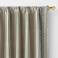 Charles Street Shade Green Embroidered Yarn-Dyed Blackout Window Curtain Panel 44"x63" by Jeremiah Brent