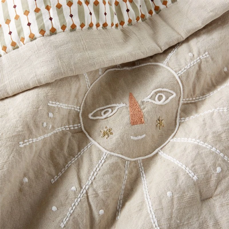Gwen Embroidered Organic Cotton Baby Crib Quilt by Jeremiah Brent