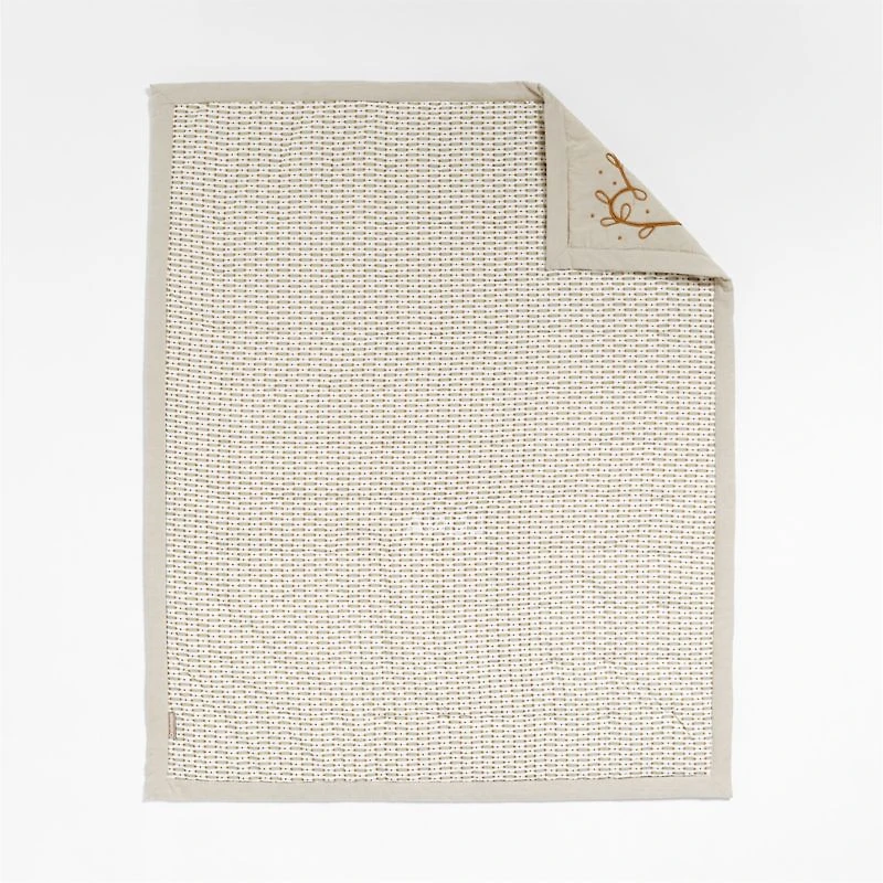 Gwen Embroidered Organic Cotton Baby Crib Quilt by Jeremiah Brent
