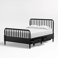 Jenny Lind Black Wood Spindle Kids Full Storage Bed